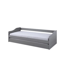 Letto singolo grigio e letto estraibile con funzione divano, 97x208x62 cm